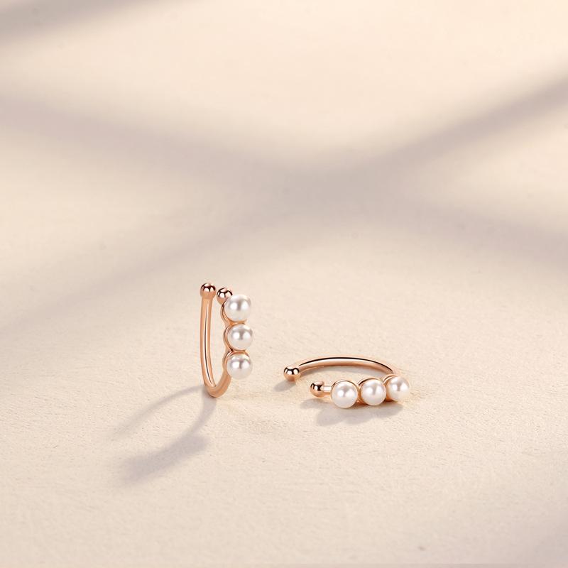Premium Zircon Pearl Earrings Without Earrings, Women's Simple and Cold Wind Earbone Clips, Korean Personalized Earrings.