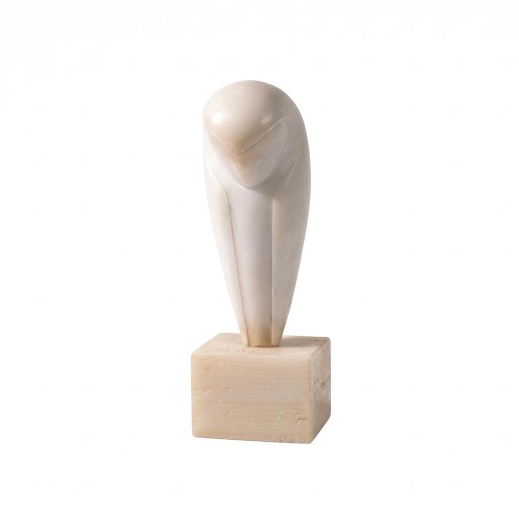 Resin Owl Sculpture Beige Creature Statue Heavy