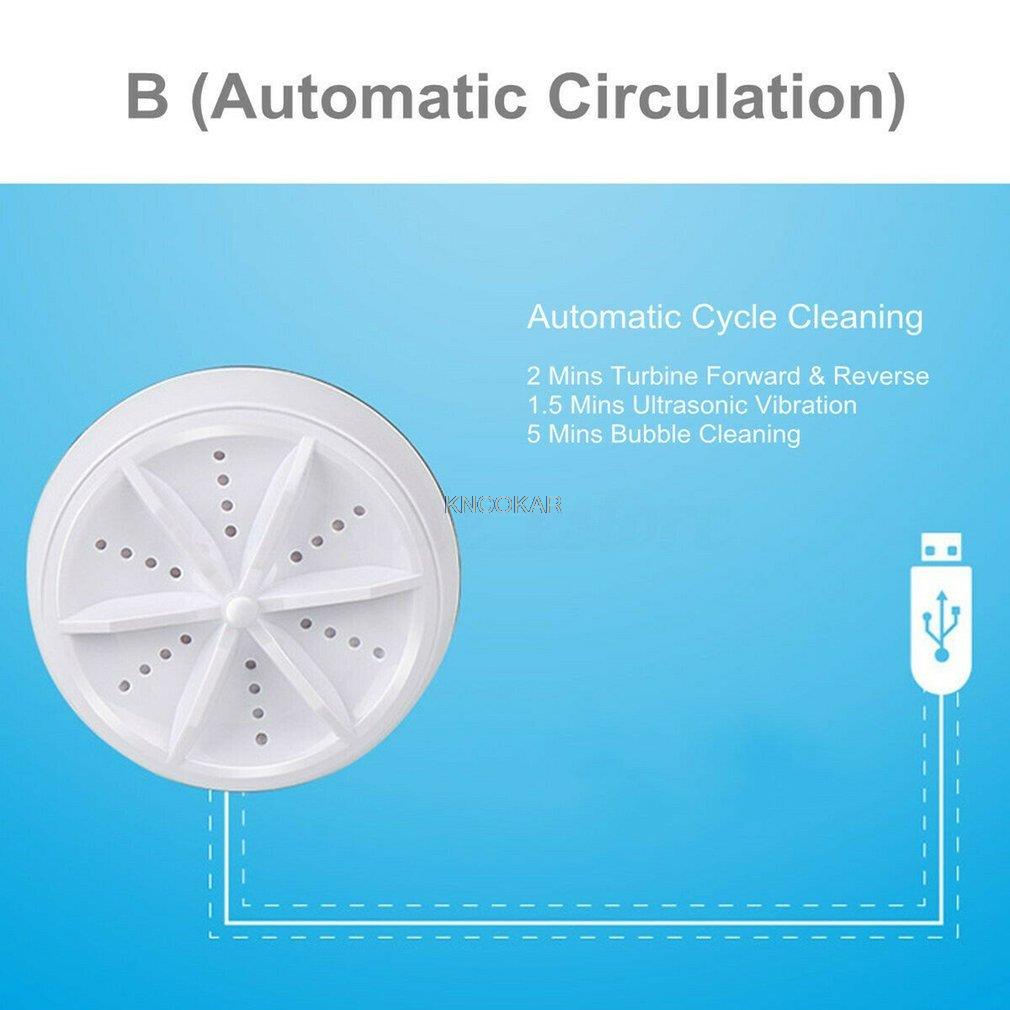 Mini Ultrasonic Washing Machine Portable Turbo USB Powered Removes Dirt Washer Clothing Cleaning Washing Machine For Travel Home