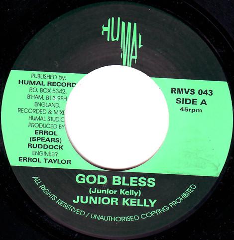 

7inch Record JUNIOR KELLY God Bless RMVS043 Humal Records 2000 UK Reggae Ska Dub Used