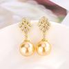 Jewelry Copper Bottom Gold-Plated Inlaid Gold Pearl Temperament Set Female 14Mm