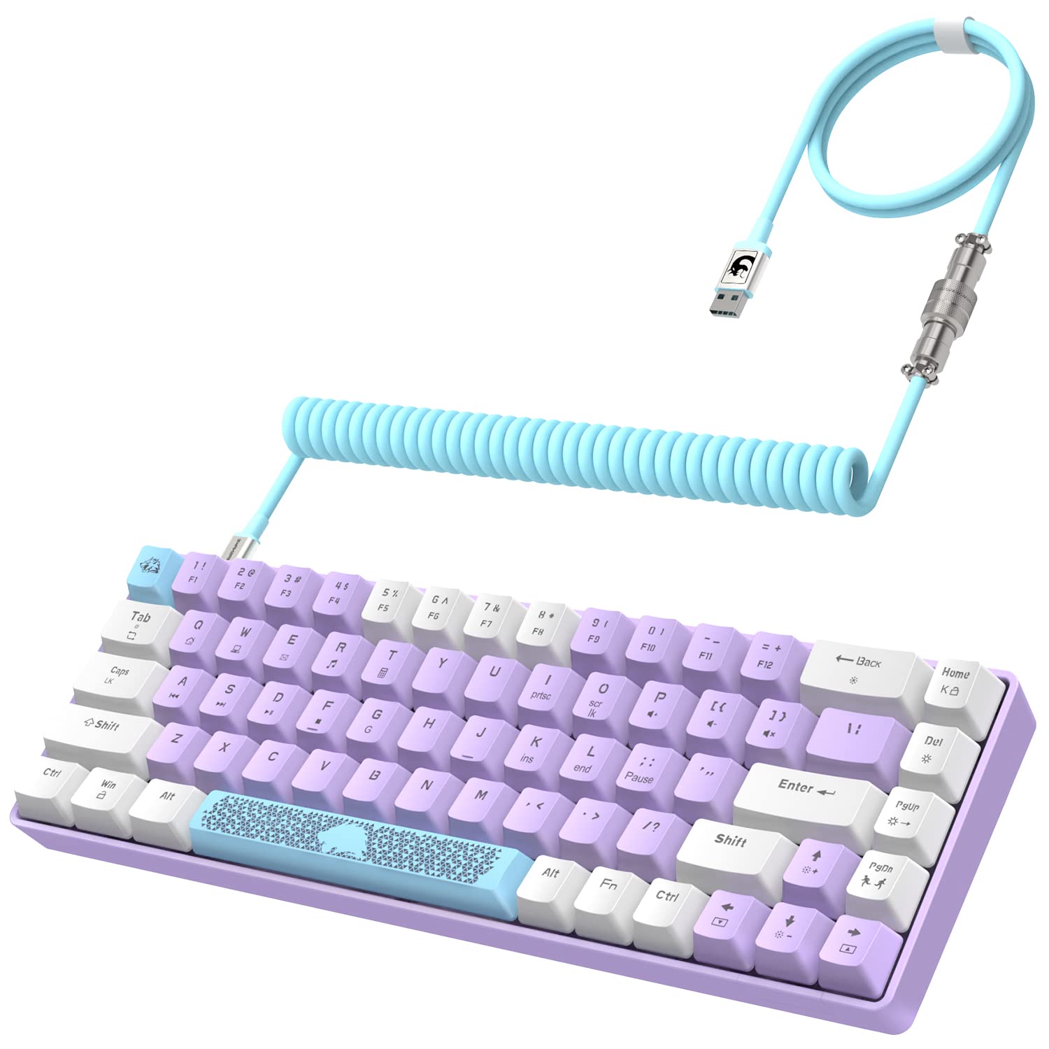 

T8 Wired Mechanical Gaming Keyboard with RGB LED TKL Coiled Japanese Instruction Blue Switches 65% Backlighting, Anti-Collision Low-Noise Cable,