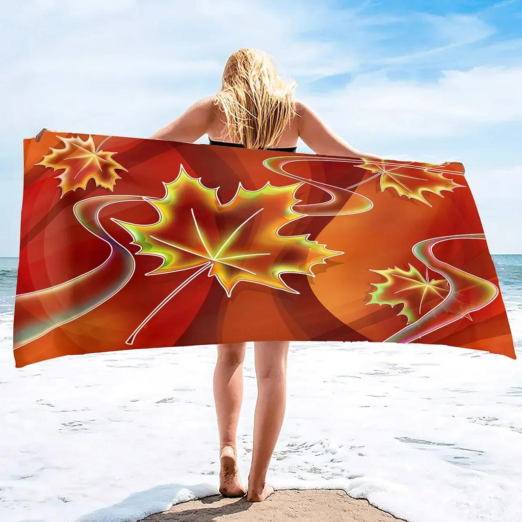 Red Maple Leaf Print Beach Towel Oversized Adults Sand Free Quick Dry Beach Towel Big Bath Towels Travel Accessories Large Towel