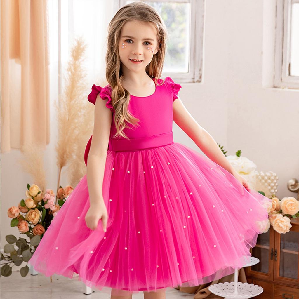 Girl Dress Party Gown Tulle Satin Pageant Birthday Princess Ruffle  Gown