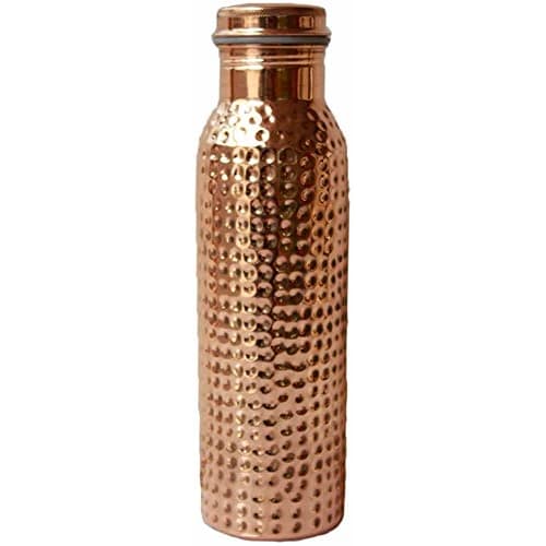 

RATNA Copper Drinking Water Bottle, 100% Pure Copper Hammered Water Bottle with Lid, Ayurvedic Copper Water Bottle, Copper Water Container, Drinking W