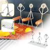Metal Art Sculpture Set Three People Standing on Grill Mesh Handmade Decorative Barbecue Hot Dog Cooking Tool Figurines