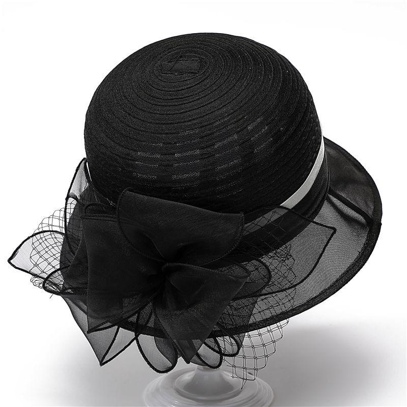 Neue Mode Damen Fascinators Hüte Kirchenhut Eleganter Schleife Breite Krempe Fischerhüte Kentucky Derby Fedora Damen Sommer Sonnenhut