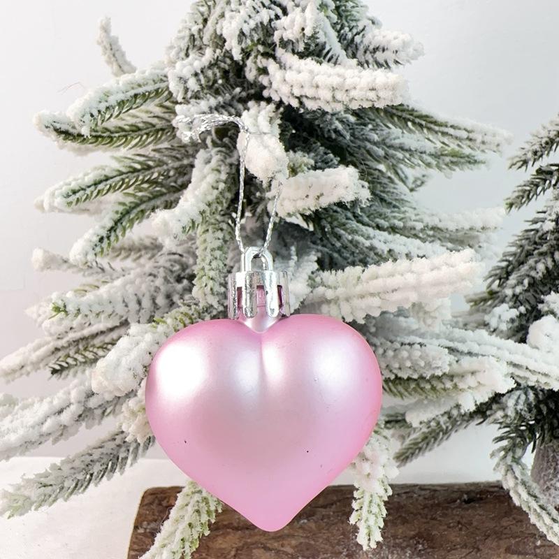 

12 шт. Рождественские шары-подвески Пластиковое украшение в форме сердца Украшения для рождественской елки Сделай сам Принадлежности для домашнего декора Подарок для новогодней вечеринки 12PCS