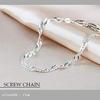 [Shinjuku Gin no Kura] 3.1mm Wide Screw Chain Silver 925 Bracelet, Approx. 17cm Long, Women's Simple Double Curb Chain