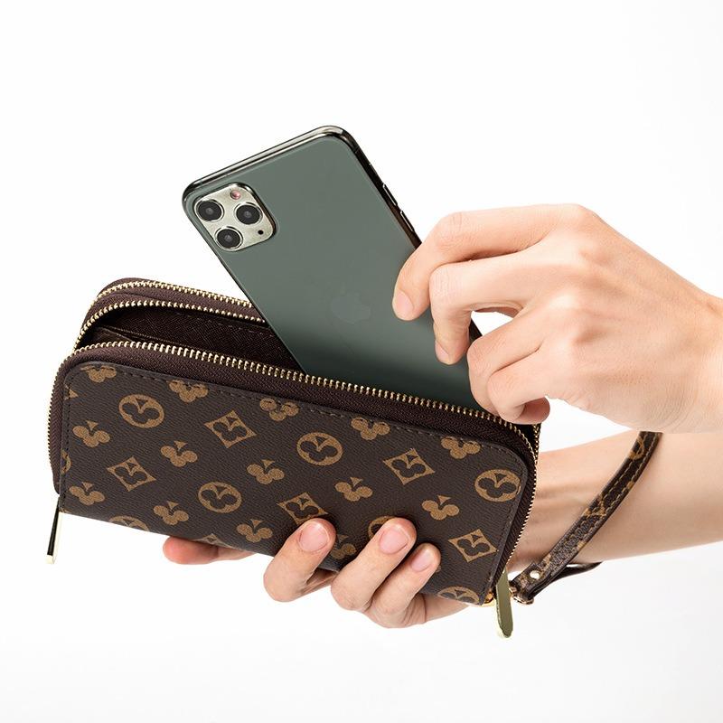 Unisex Długi Portfel Podwójny Zamek Błyskawiczny Saszetka na Monety Drukowana Torebka Kopertówka Moda Portfel na Wiele Kart Mała Torebka