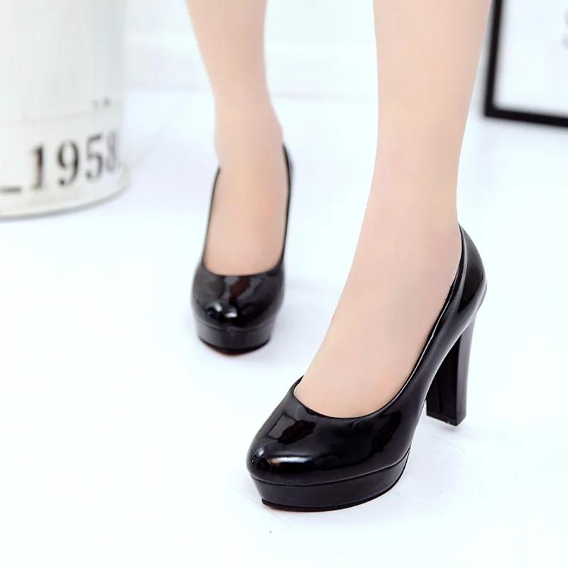 Fashion High Heels Shoes Women White Wedding Shoes Thick 10 CM Heels Fashion Party Pumps Footwear Black Red Round Zapatos De Mujer