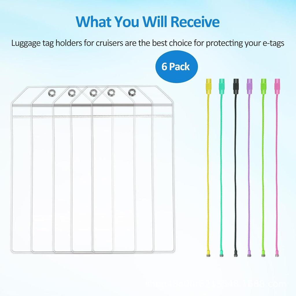 Waterproof PVC Luggage Tag (19x6.4cm) with Zipper Seal & Steel Wire Loop