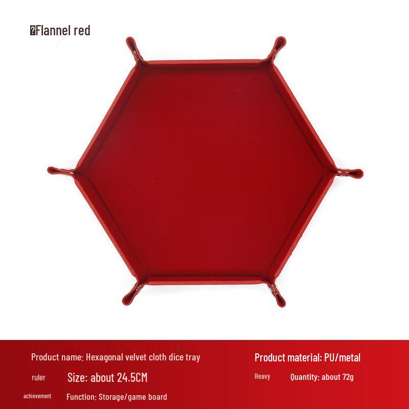 Hexagonal Velvet Foldable Dice Storage Tray