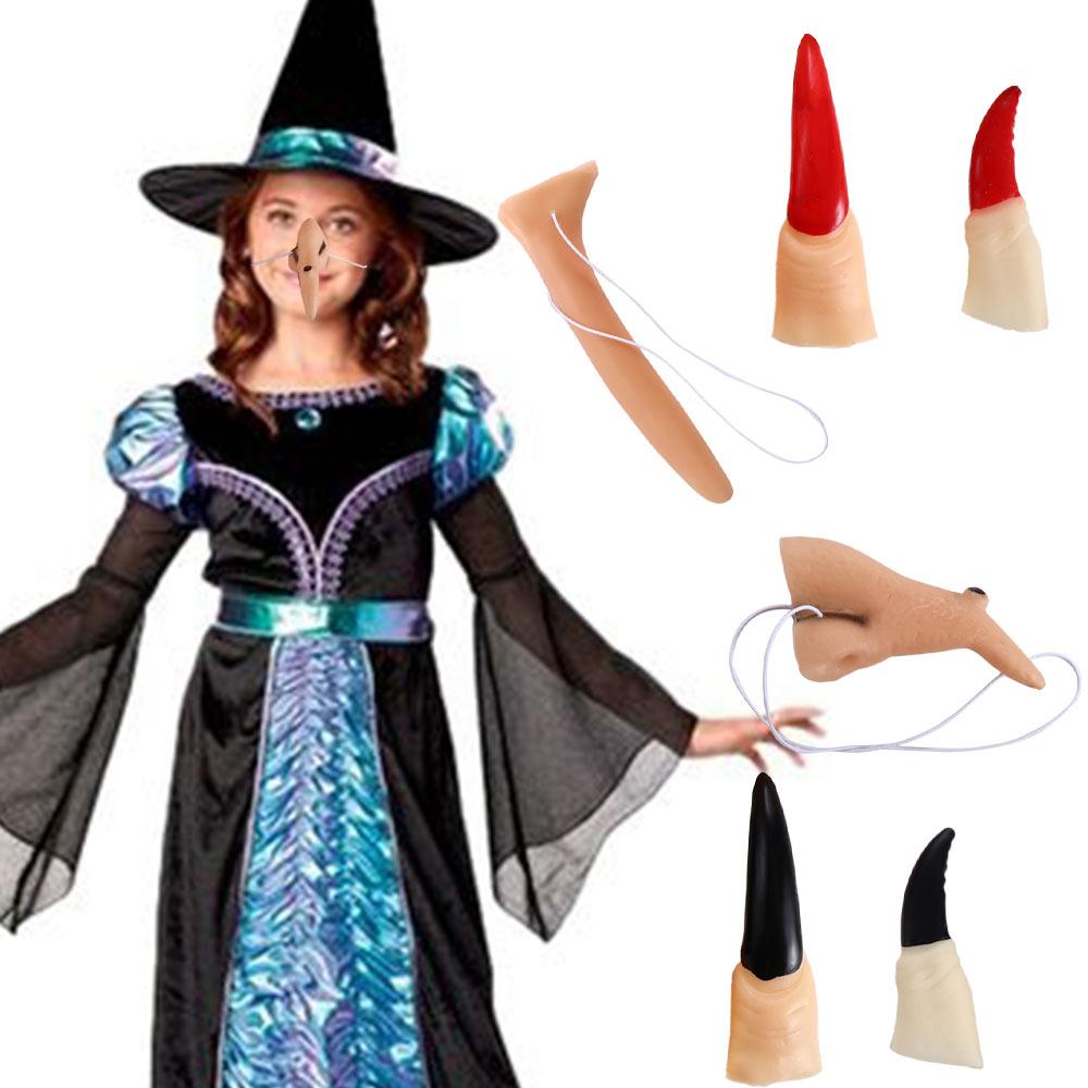 Set Witch Nails For Women Men Halloween Prop Toys Halloween Supplies Witch Nose Wicked Witch Decor