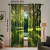 2Pcs Green Curtain Summer Park In Germany Trees Sunlight Forest Nature Scenic Outdoors Suitable For Bedroom Bathroom Living Room