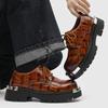 Scarpe Derby stile britannico giovanile testa larga scarpe in pelle motivo coccodrillo casual scarpe taglia grande