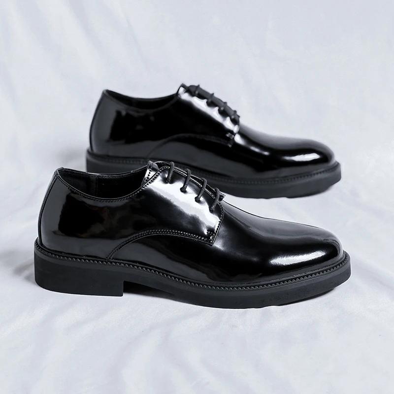 

Мужские повседневные туфли на шнуровке, оксфорды, модный бренд, классические повседневные мужские кожаные туфли, черные, горячая распродажа, черные деловые мужские туфли 6.5