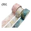Scrapbooking Supplies 3 Rolls Golden Foil Washi Tape, Retro Plaid Leaf Pattern Decorative Lightweight Tape Masking Adhesive for DIY Crafts,