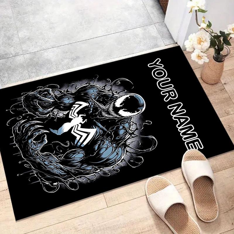 Custom Venom Mat Personalized Name, Polyester Washable Indoor Entryway Rug, Gift for Christmas, Easter, Thanksgiving Day