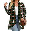 Women's Fall And Winter Fashion Casual Print Long Sleeve Mid-Length Cardigan Jacket