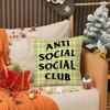 Cool A-Anti Social Social Club Pillow Case Printing Pillowcase Living Room Sofa Cushion Cover Bedroom Room Decor