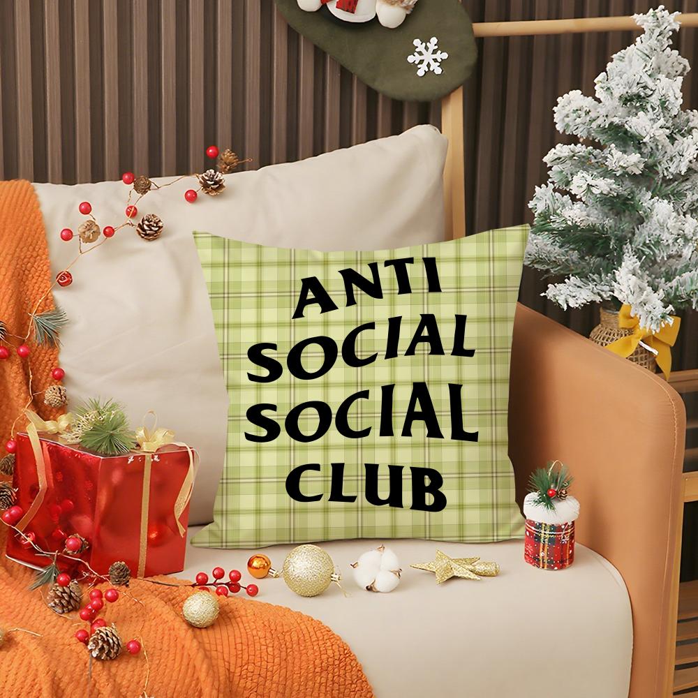 Cool A-Anti Social Social Club Pillow Case Printing Pillowcase Living Room Sofa Cushion Cover Bedroom Room Decor