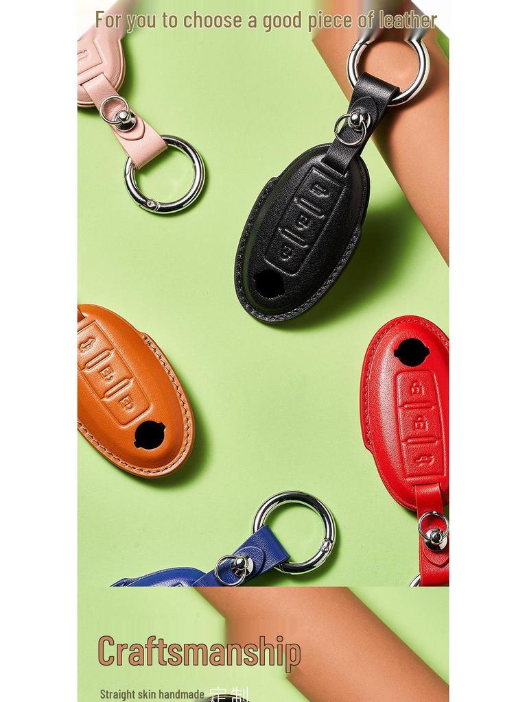 Skórzany Etui na Klucze ze Skóry Wyprawianej Roślinnie dla Nowego Kluczyka Samochodowego Sylphy Murano, Ręcznie Robiony Wzór Klamry dla Mężczyzn