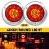 2X 4" Amber Red Round LED Truck Trailer Stop Tail Brake Lights Waterproof 12V
