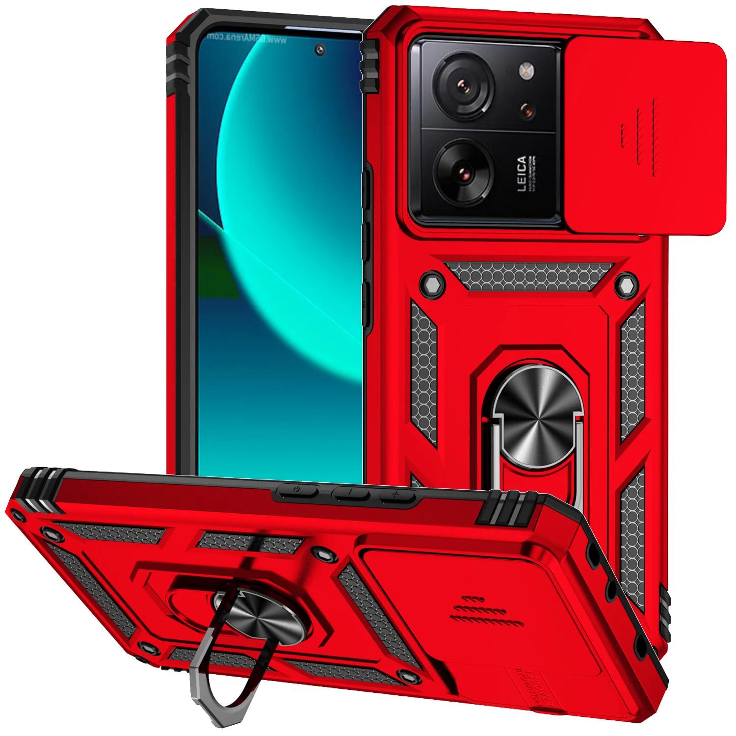 

Чехол для Redmi 13C Note 12 11 Pro Xiaomi 13T Poco X5 X4 12T 11T Slide Lens Camera Duty Armor Rugged Military Class Cover Redmi 13C 4G красный