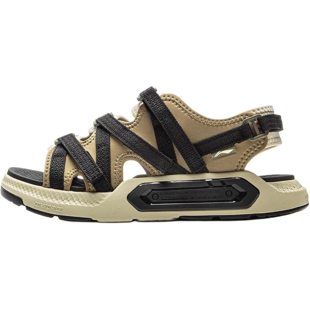 Li Ning Kids Sports Lifestyle Series Comfortable Soft Non-Slip Wear-Resistant Low-Top Sandals Kids Sandals Khaki YKUV010-1