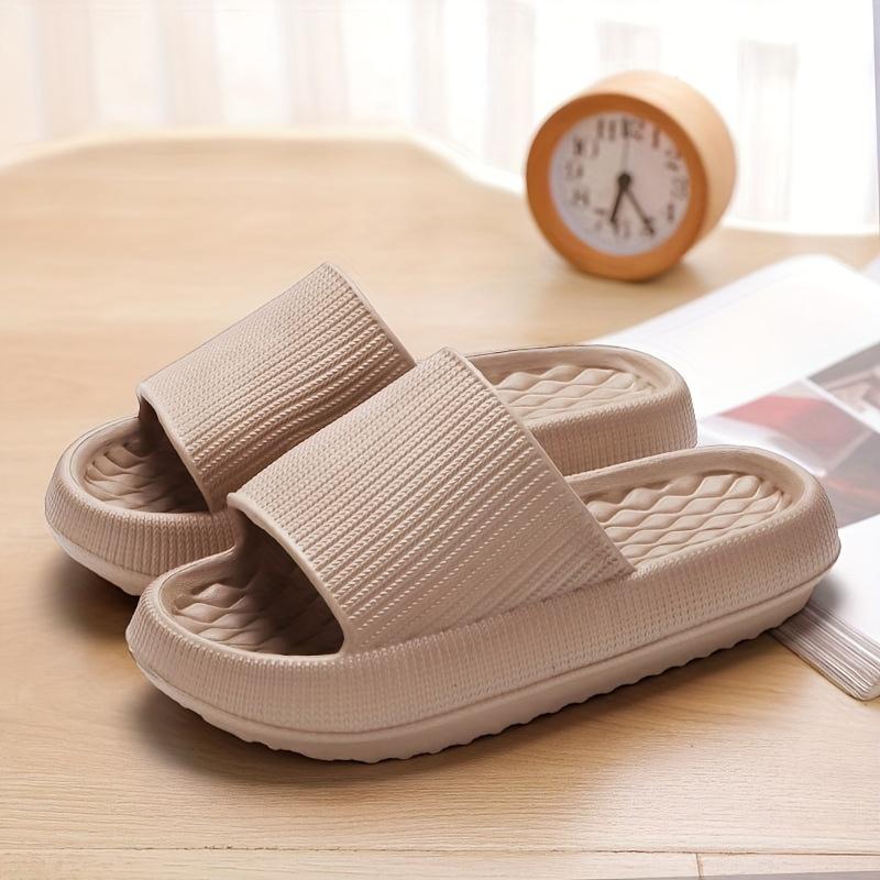 Women'S Summer Casual Home Slippers Soft Sole Solid Color Slippers Comfortable Open-Toe Bathroom Shoes