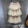 2025 Autumn/Winter Retro High-Waisted Slimming Layered Mesh Skirt