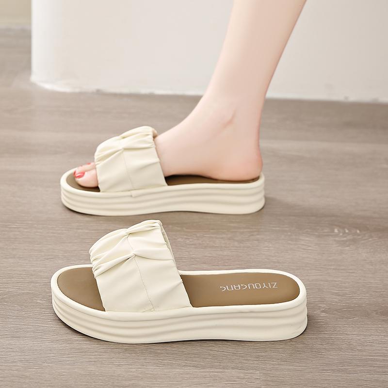 

Fashion CRLAYDK Slide Sandals for Women Basic Slip On Platform Open Toe Beach Slippers for Casual Dressy Fold Indoor Outdoor Shoes 35