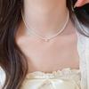 K Real Gold Electroplated Zircon Pearl Necklace Light Luxury Niche Fashion Collarbone Chain Daily Versatile Neck Chain Women