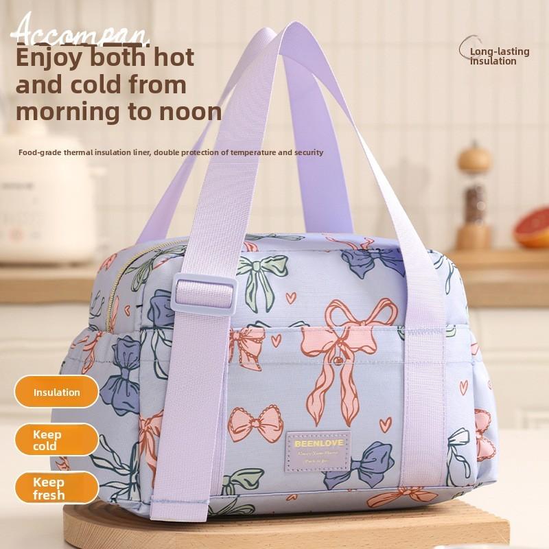 Pattern Cute Bowknot Insulated Lunch Tote For Office Commuters And Meal Storage