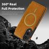 For Samsung Galaxy S25 Edge Case Compatible with MagSafe RFID Blocking Card Holder Leather Phone Cover