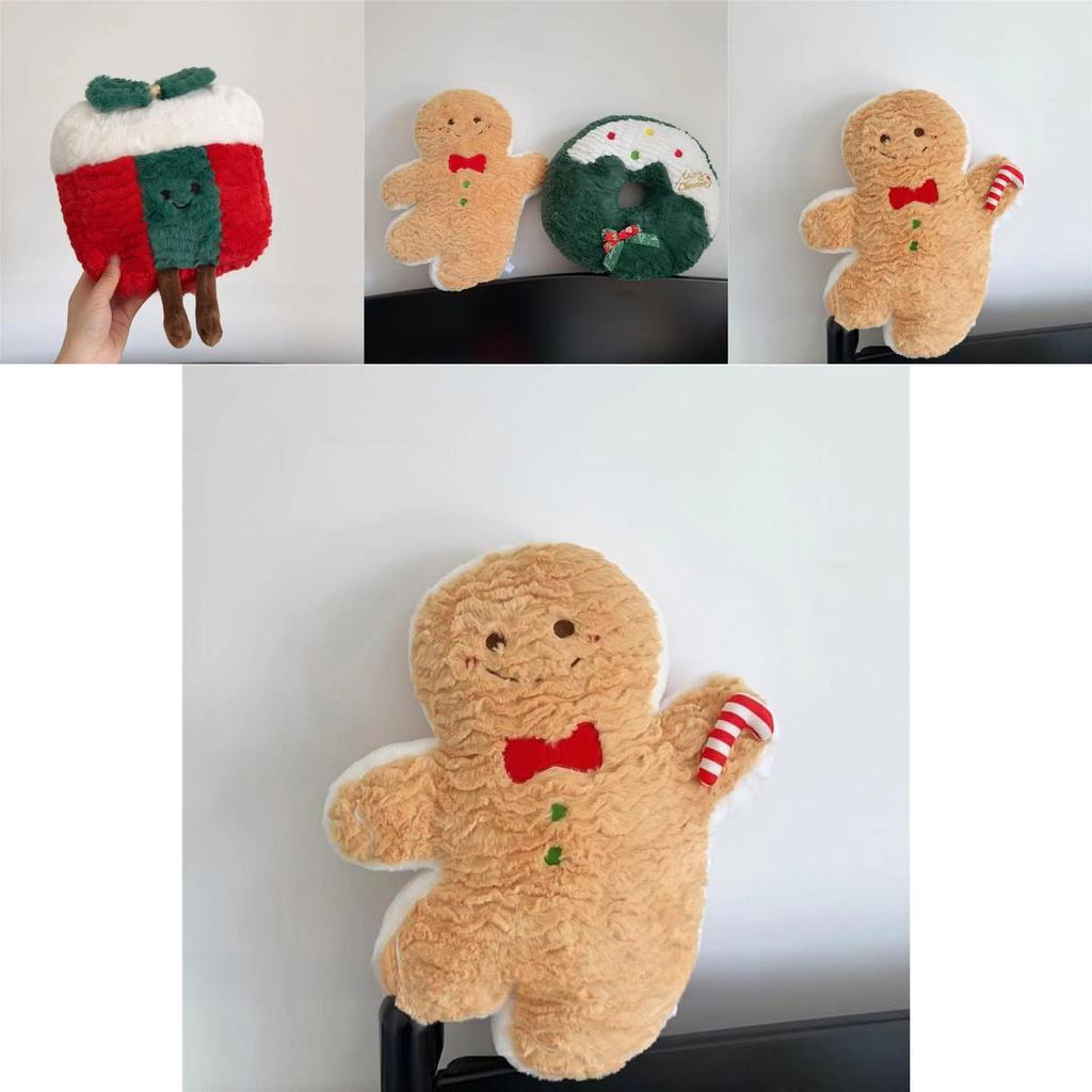 Christmas Plush Pillow With Cartoon Gingerbread Man Design For Holiday Decor And Gifts
