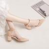 Spring New High-heeled Shoes Women's Thick Heel Word with Pointed Toe Shallow Mouth Single Shoes Professional High-heels