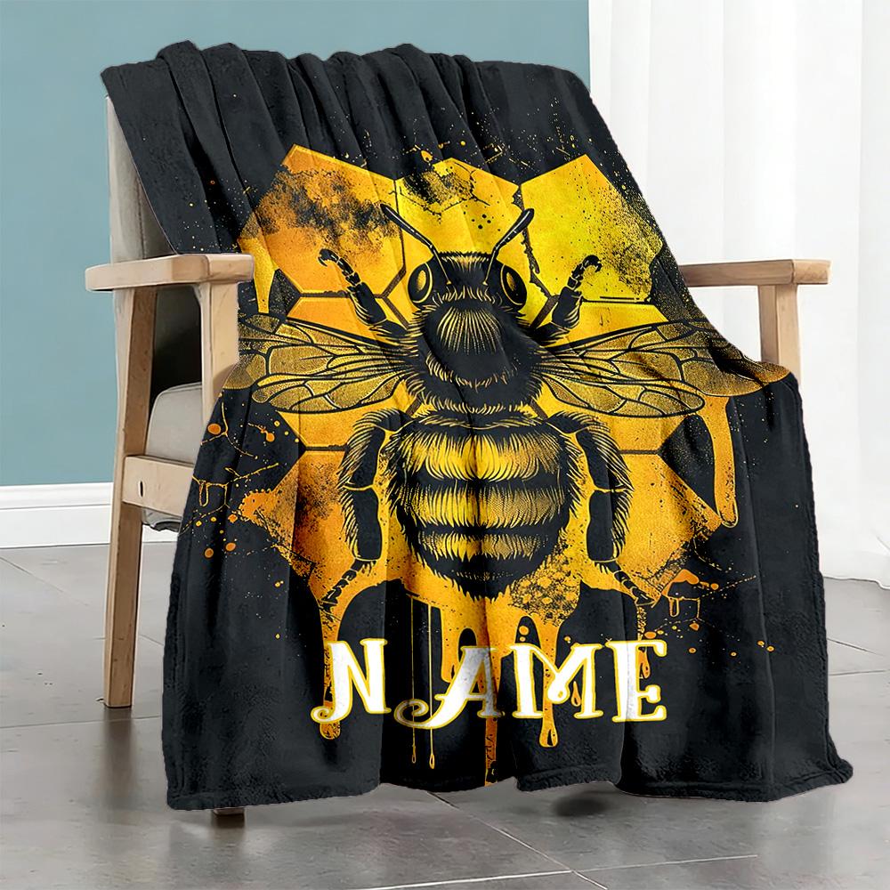 Bee88 Personalized Name Blanket Lightweight Personalized Blanket Comfortable Great for Home Decor Bed Office Chair Chair Ideal for All Seasons