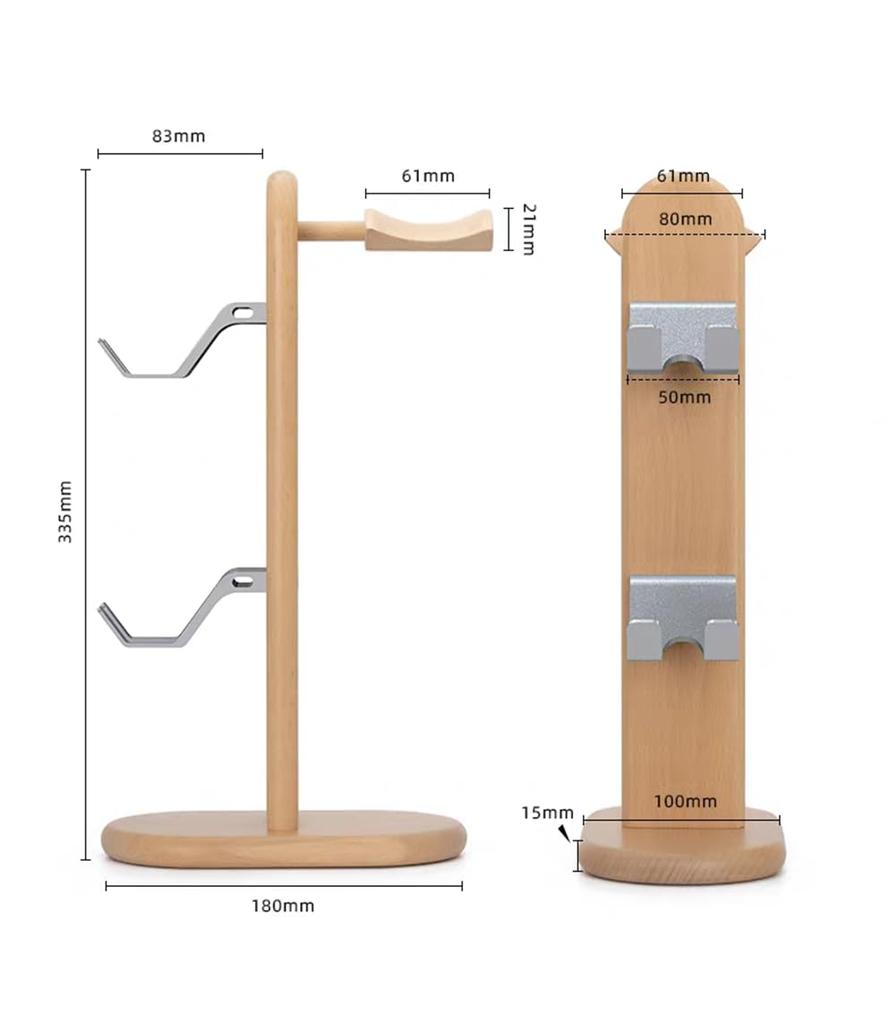 Sakulaya Controller Holder, Stylish Wooden Controller Rest, Headphone Stand, Game Controller Storage Rack, Headset Stand, Gaming Desk Organizer,