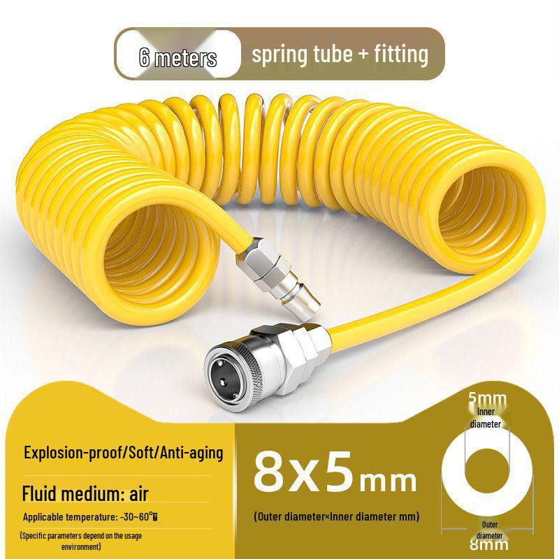 Retractable 8mm PU Spiral Air Hose with Quick Pneumatic Connector