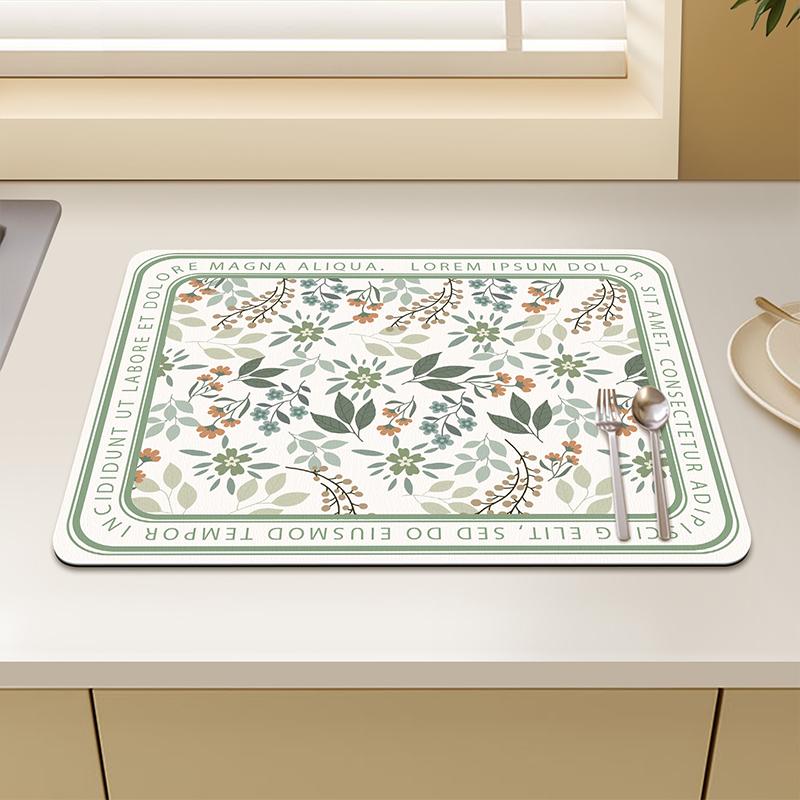 Kitchen Drain Mat Countertop Diatom Mud Absorbent Mat Dishes Water Control Mat Coffee Mat Desktop Insulation Tea Mat