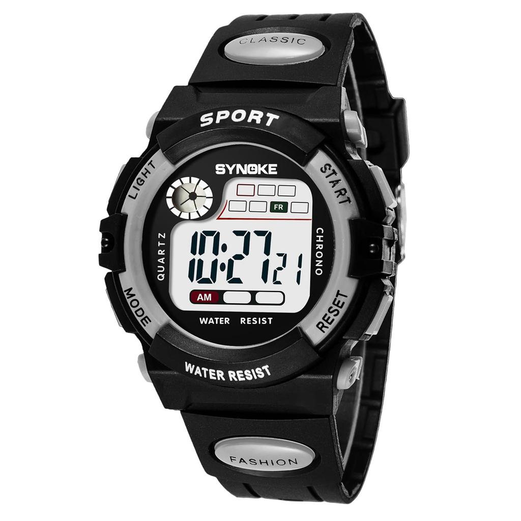 Boys' Student Digital Watch, Sports Type, Water Resistant, Multi-function (Alarm/Stopwatch/Night Light), Digital Display, 2 Sizes (Large/Small), 2