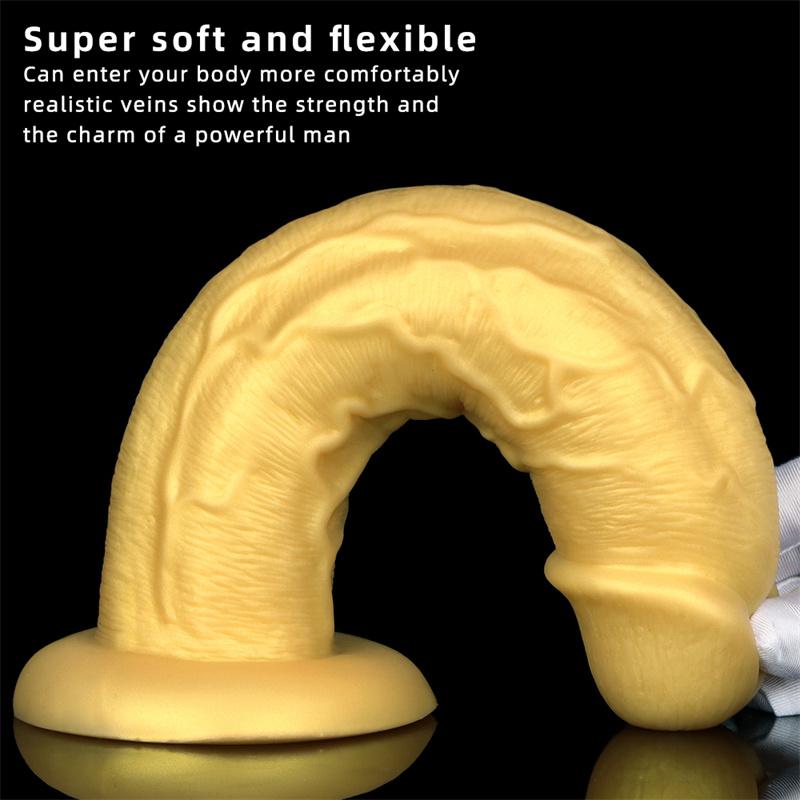 Silicone Eggless Oversized Dildo Oversized Thick and Extra Long Golden Giant Simulated Dildo Stallion Anal Plug