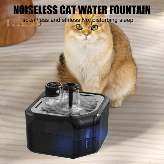 2.8L/95oz Wireless Cat Water Fountain Ultra Quiet Pet Water Dispenser Automatic Dog Fountain with Motion Sensor And Stainless Steel Lid for