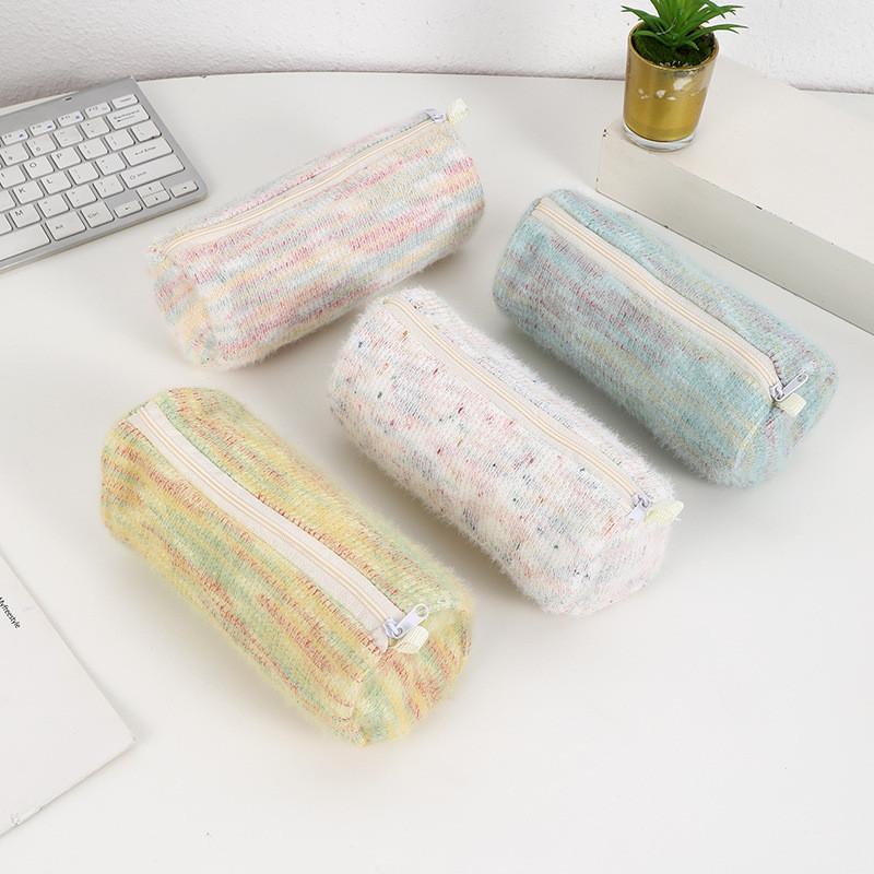 Plush Cartoon Pen Case With Large Capacity For Girls Stationery Storage