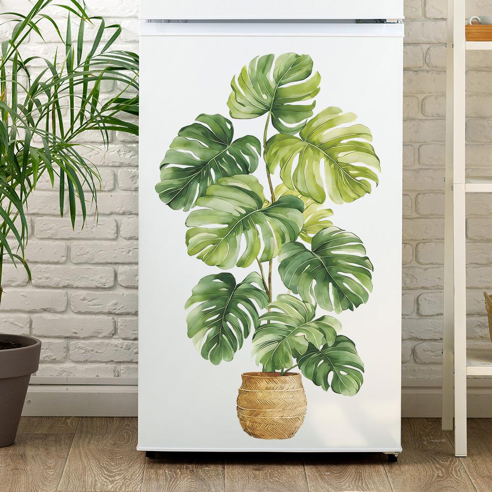 Creative Watercolor Turtle-back Bamboo Potted Plant Wall Decoration Sticker for Home Background Decoration