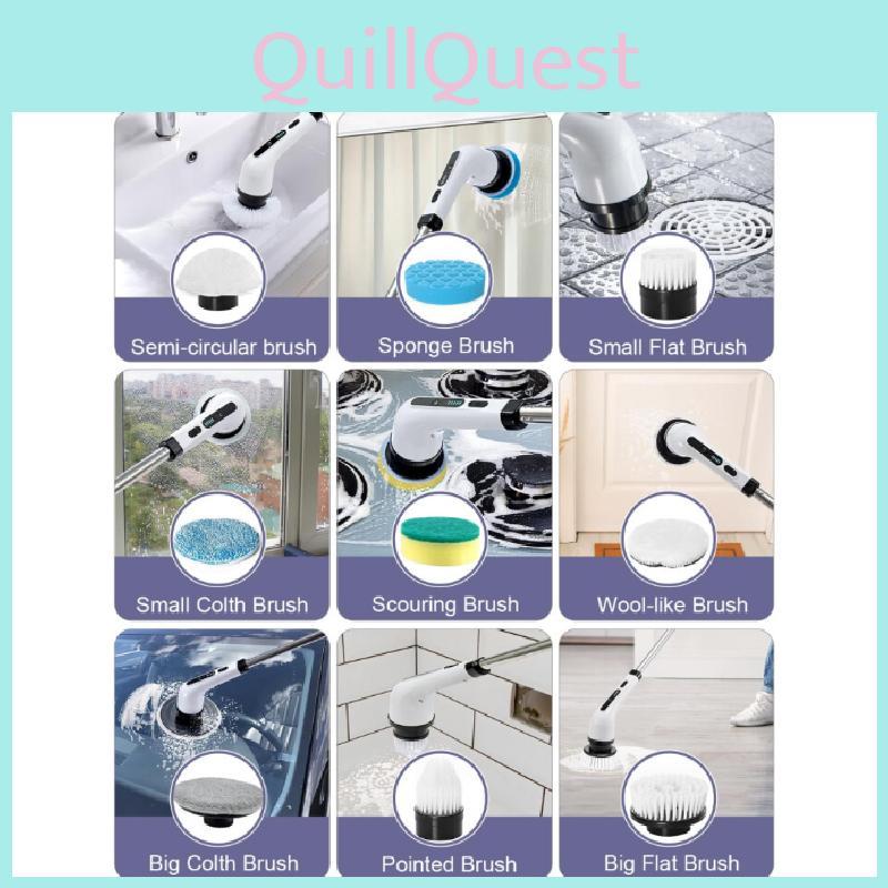 In 9 1 Electric Spin Scrubber Cordless Cleaning Brush White Supplies Household