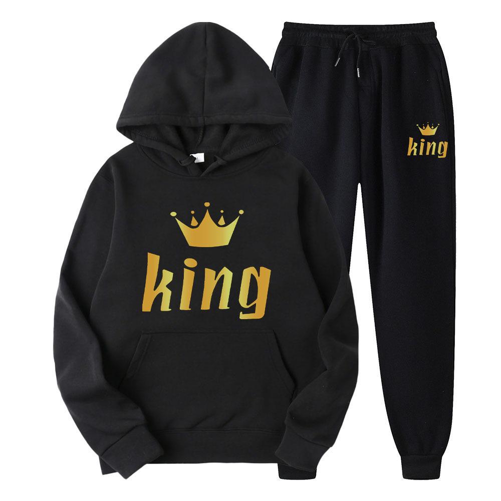 Couple Hooded Sweatshirt Set - Queen & King Band Long Sleeve Sportswear