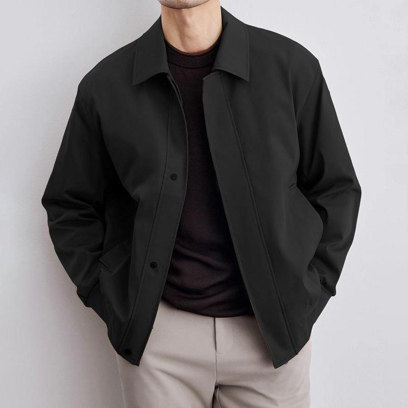 Meilade 2024 Men s Spring/Autumn Lapel Jacket - Trendy Solid Black S